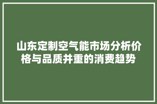 山东定制空气能市场分析价格与品质并重的消费趋势 贴膜