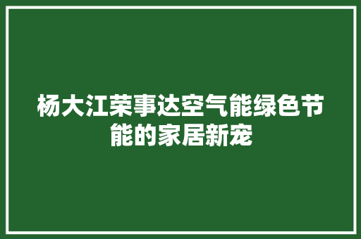 杨大江荣事达空气能绿色节能的家居新宠 灯具安装