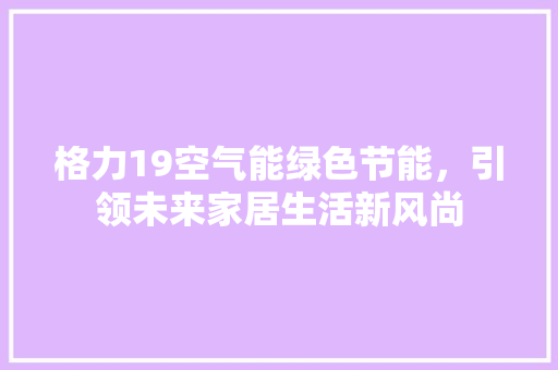 格力19空气能绿色节能，引领未来家居生活新风尚 局部翻新