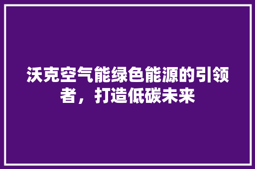 沃克空气能绿色能源的引领者，打造低碳未来 翻新改色