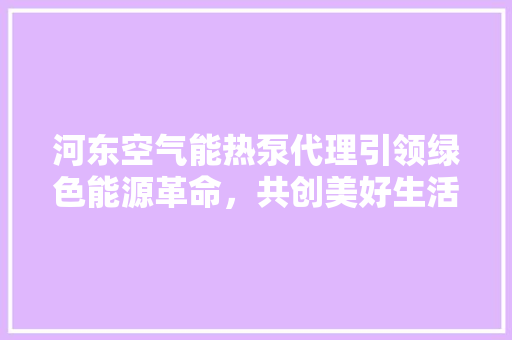 河东空气能热泵代理引领绿色能源革命，共创美好生活 贴膜