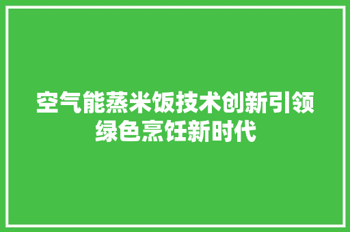 空气能蒸米饭技术创新引领绿色烹饪新时代 热水器