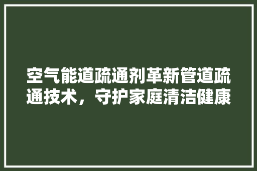 空气能道疏通剂革新管道疏通技术，守护家庭清洁健康 局部翻新