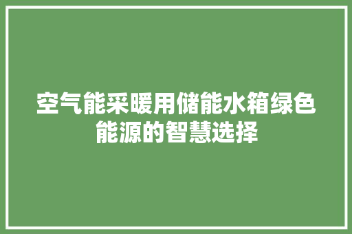 空气能采暖用储能水箱绿色能源的智慧选择 龙头管件