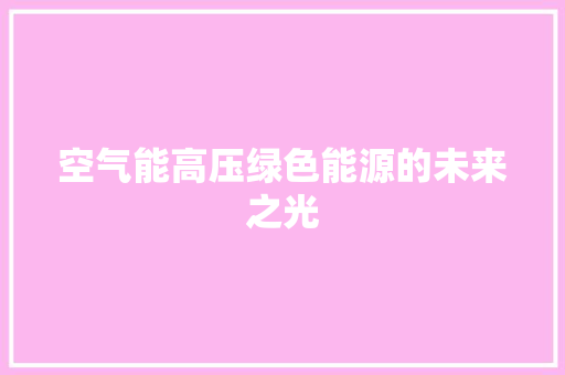 空气能高压绿色能源的未来之光 空调