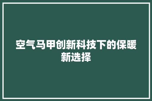 空气马甲创新科技下的保暖新选择 贴膜