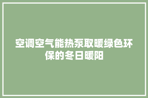 空调空气能热泵取暖绿色环保的冬日暖阳 热水器