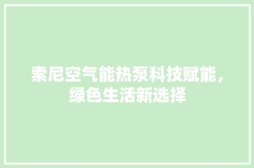 索尼空气能热泵科技赋能，绿色生活新选择 家具修理