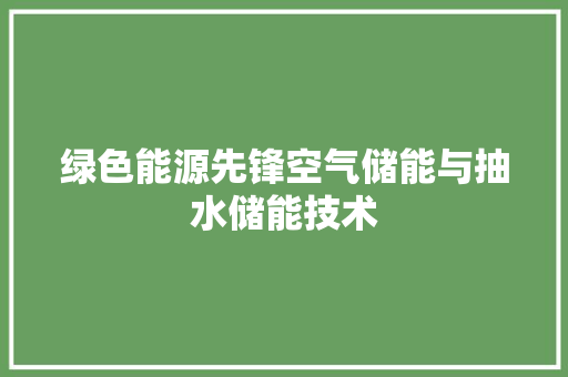绿色能源先锋空气储能与抽水储能技术 翻新改色