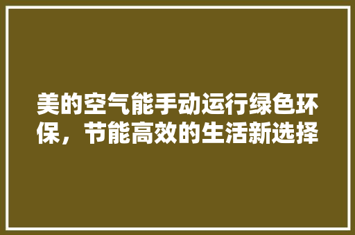 美的空气能手动运行绿色环保，节能高效的生活新选择 家具修理