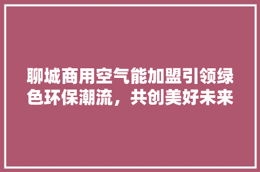 聊城商用空气能加盟引领绿色环保潮流，共创美好未来 龙头管件