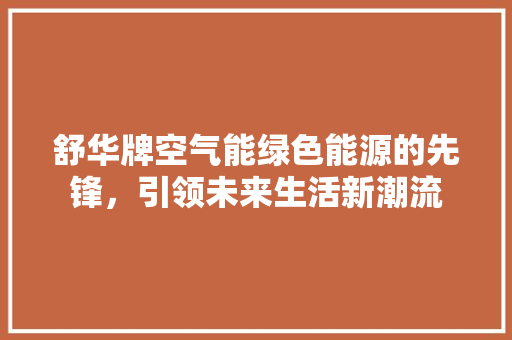 舒华牌空气能绿色能源的先锋，引领未来生活新潮流 装修设计