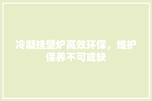 冷凝挂壁炉高效环保，维护保养不可或缺 龙头管件