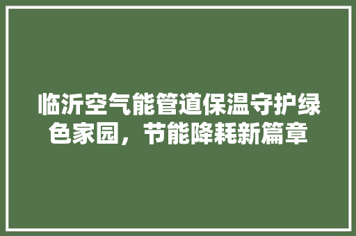 临沂空气能管道保温守护绿色家园，节能降耗新篇章 洁具维修