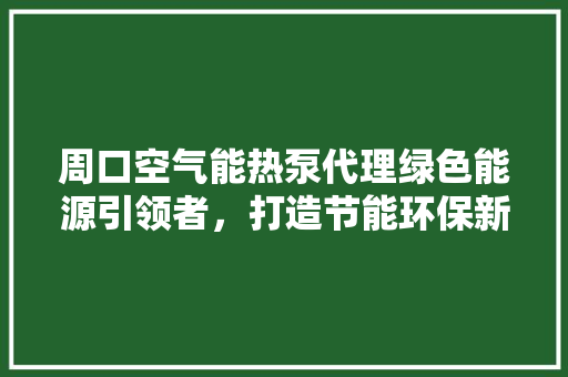 周口空气能热泵代理绿色能源引领者，打造节能环保新风尚 装修设计