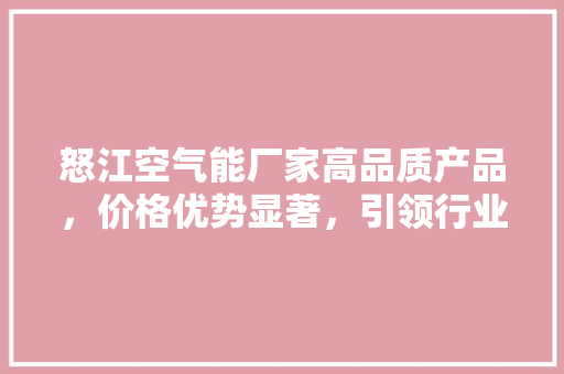 怒江空气能厂家高品质产品，价格优势显著，引领行业新潮流 水电维修