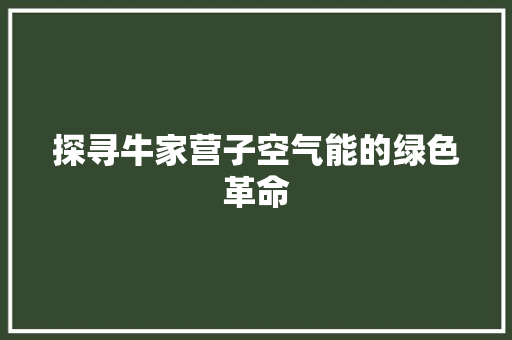 探寻牛家营子空气能的绿色革命 局部翻新