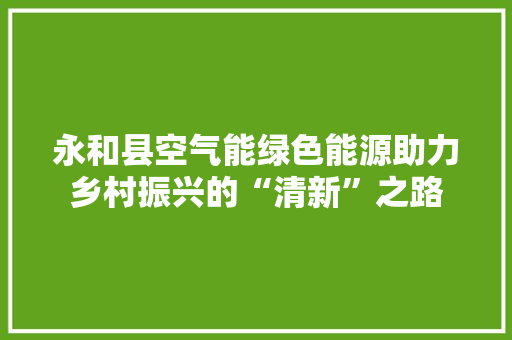 永和县空气能绿色能源助力乡村振兴的“清新”之路 贴膜