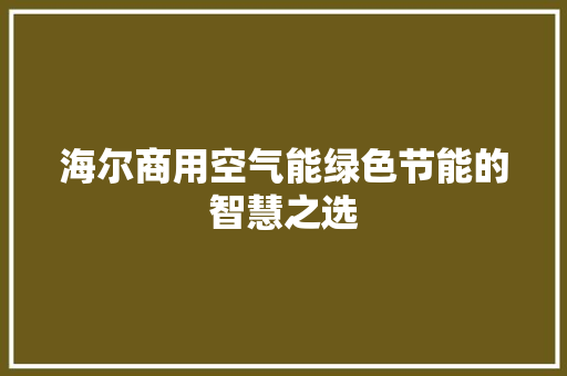 海尔商用空气能绿色节能的智慧之选 热水器