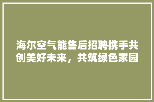 海尔空气能售后招聘携手共创美好未来，共筑绿色家园 家电维护