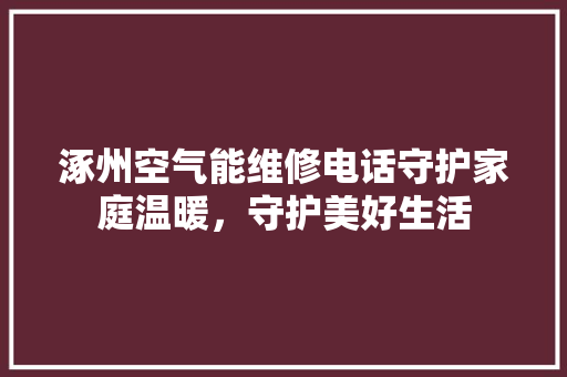 涿州空气能维修电话守护家庭温暖，守护美好生活 家电维护
