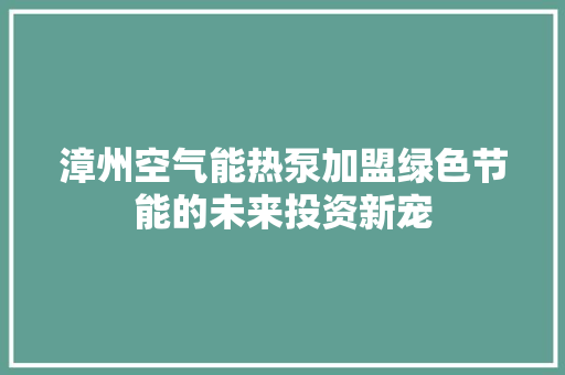 漳州空气能热泵加盟绿色节能的未来投资新宠 旧房改造