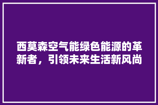 西莫森空气能绿色能源的革新者，引领未来生活新风尚 旧房改造