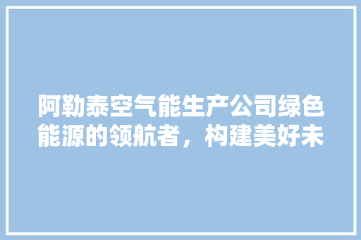 阿勒泰空气能生产公司绿色能源的领航者，构建美好未来 龙头管件