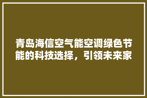 青岛海信空气能空调绿色节能的科技选择，引领未来家居生活 清洁保养
