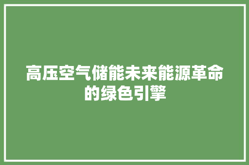 高压空气储能未来能源革命的绿色引擎 清洁保养