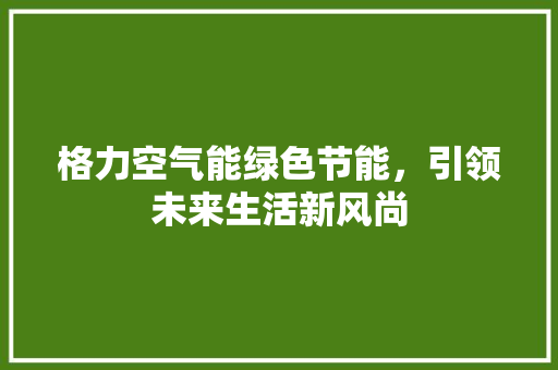 格力空气能绿色节能，引领未来生活新风尚 清洁保养