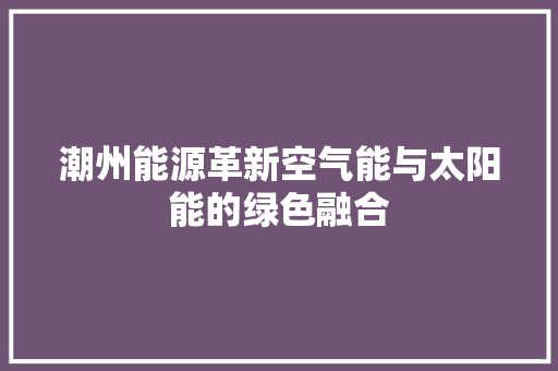 潮州能源革新空气能与太阳能的绿色融合 家电维护