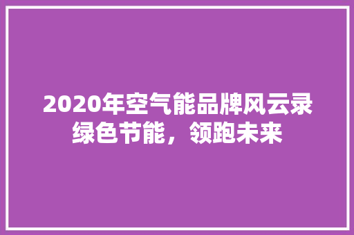 2020年空气能品牌风云录绿色节能，领跑未来 空调