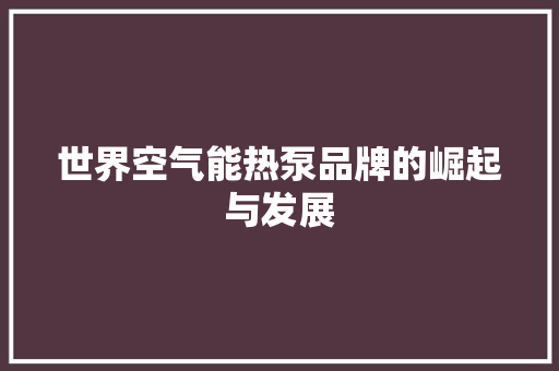 世界空气能热泵品牌的崛起与发展 家具修理