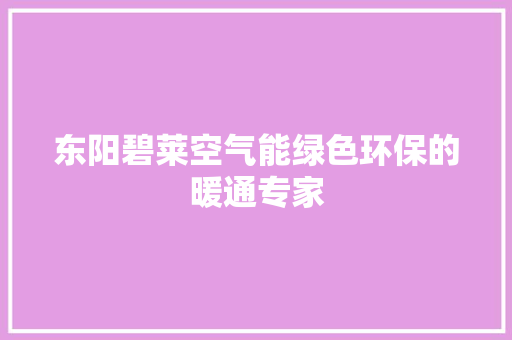东阳碧莱空气能绿色环保的暖通专家 装修设计