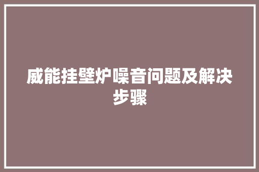 威能挂壁炉噪音问题及解决步骤 热水器