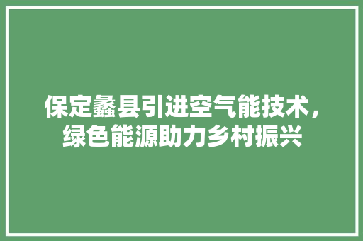 保定蠡县引进空气能技术，绿色能源助力乡村振兴 热水器
