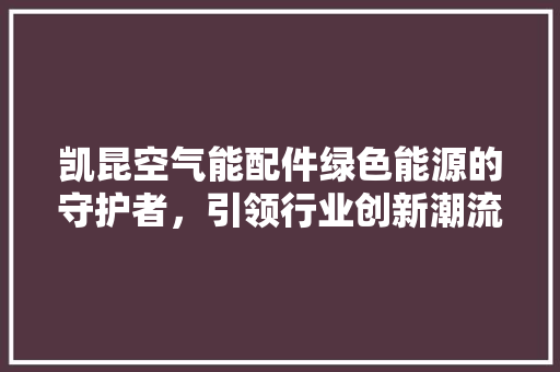 凯昆空气能配件绿色能源的守护者，引领行业创新潮流 洁具维修
