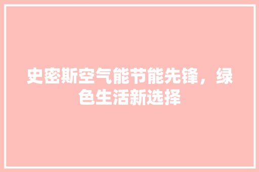 史密斯空气能节能先锋，绿色生活新选择 热水器