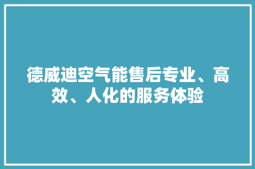 德威迪空气能售后专业、高效、人化的服务体验 翻新改色