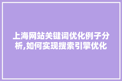 上海网站关键词优化例子分析,如何实现搜索引擎优化（SEO）的突破 冰箱