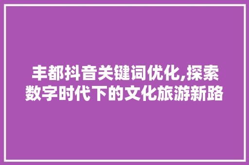 丰都抖音关键词优化,探索数字时代下的文化旅游新路径 贴膜