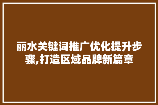 丽水关键词推广优化提升步骤,打造区域品牌新篇章 冰箱