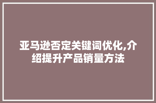 亚马逊否定关键词优化,介绍提升产品销量方法 灯具安装