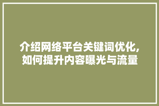 介绍网络平台关键词优化,如何提升内容曝光与流量 旧房改造