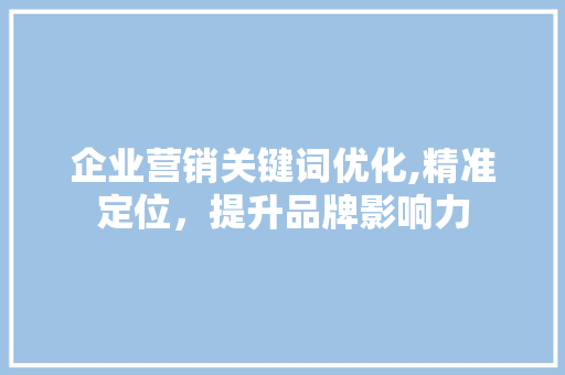 企业营销关键词优化,精准定位，提升品牌影响力 贴膜