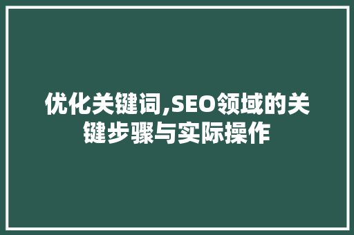 优化关键词,SEO领域的关键步骤与实际操作 冰箱