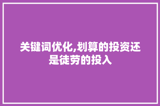 关键词优化,划算的投资还是徒劳的投入 家具修理