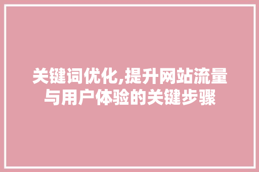 关键词优化,提升网站流量与用户体验的关键步骤 洁具维修