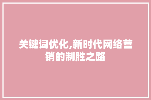 关键词优化,新时代网络营销的制胜之路 洗衣机